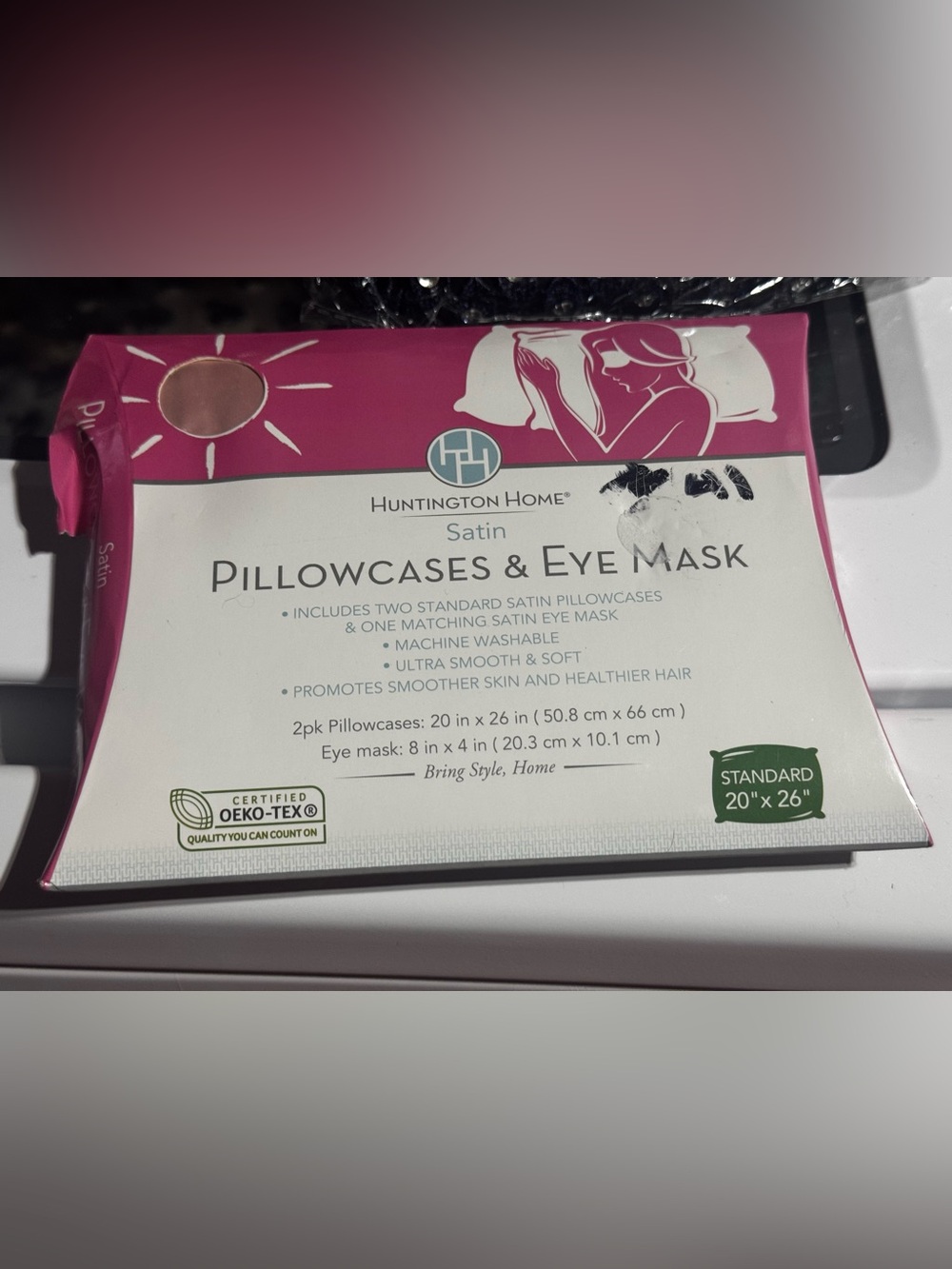 Huntington Home Satin Pillowcases & Eye Mask - Pink